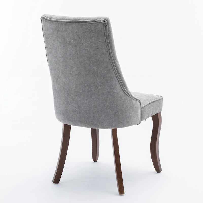 Beige / Gray Armless Dining Chair, High Back Upholstered, Set of 2
