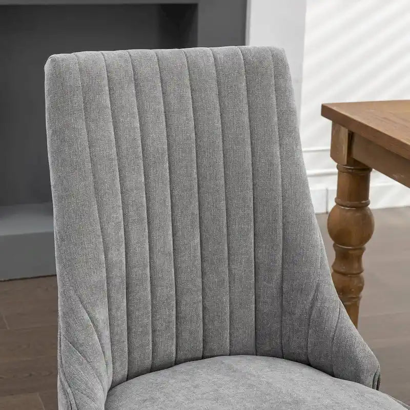 Beige / Gray Armless Dining Chair, High Back Upholstered, Set of 2