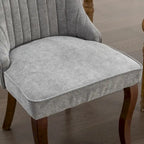 Beige / Gray Armless Dining Chair, High Back Upholstered, Set of 2