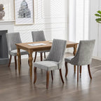 Beige / Gray Armless Dining Chair, High Back Upholstered, Set of 2