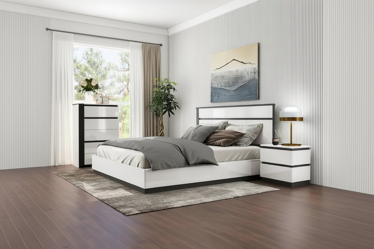 Furniture of America Conjira Modern 3-Piece White Wood Platform Bedroom Set