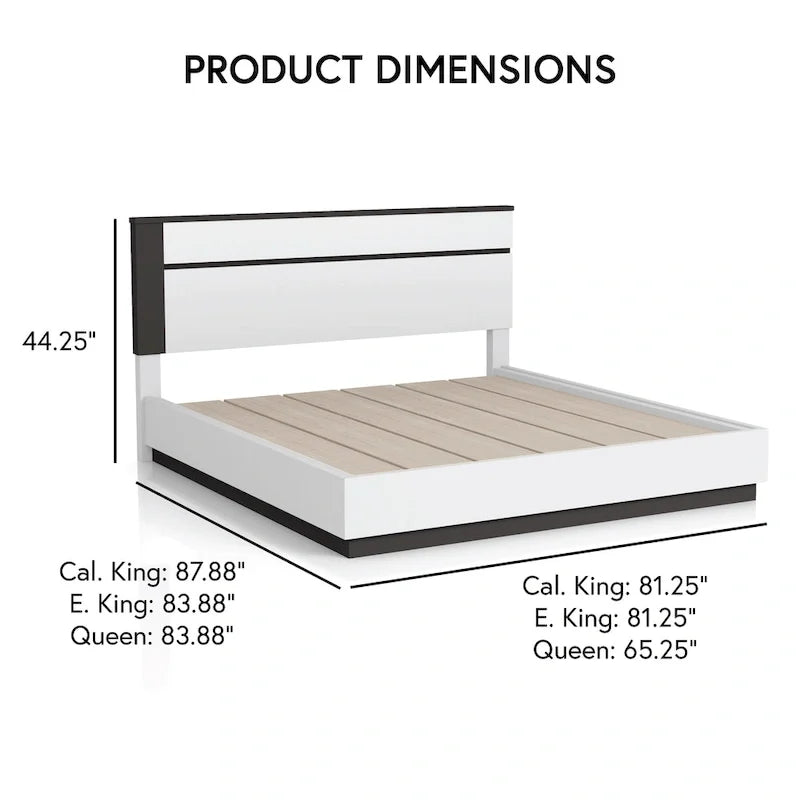 White & Gray 3-Piece Bedroom Set (Bed + Nightstand + Chest) – Queen/King