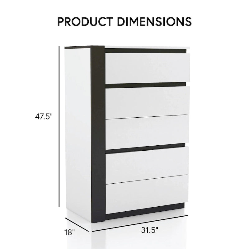 White & Gray 3-Piece Bedroom Set (Bed + Nightstand + Chest) – Queen/King