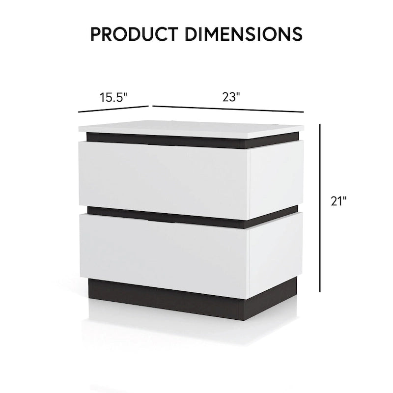 White & Gray 3-Piece Bedroom Set (Bed + Nightstand + Chest) – Queen/King