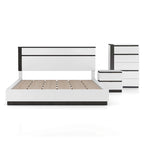 White & Gray 3-Piece Bedroom Set (Bed + Nightstand + Chest) – Queen/King