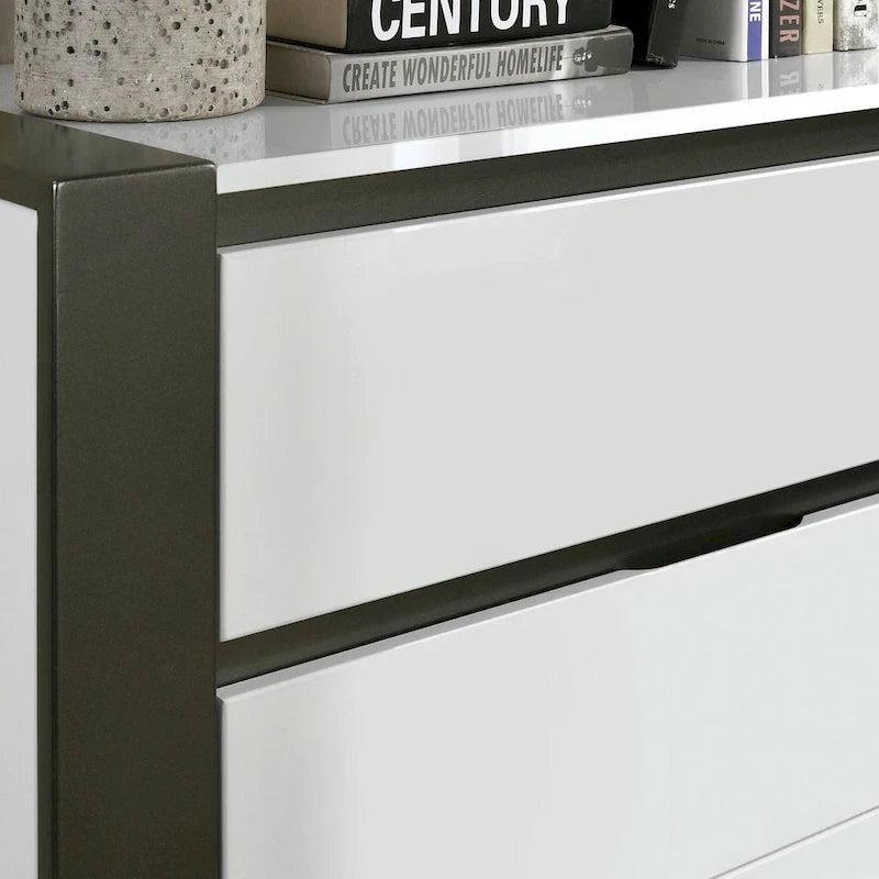 White & Gray 3-Piece Bedroom Set (Bed + Nightstand + Chest) – Queen/King