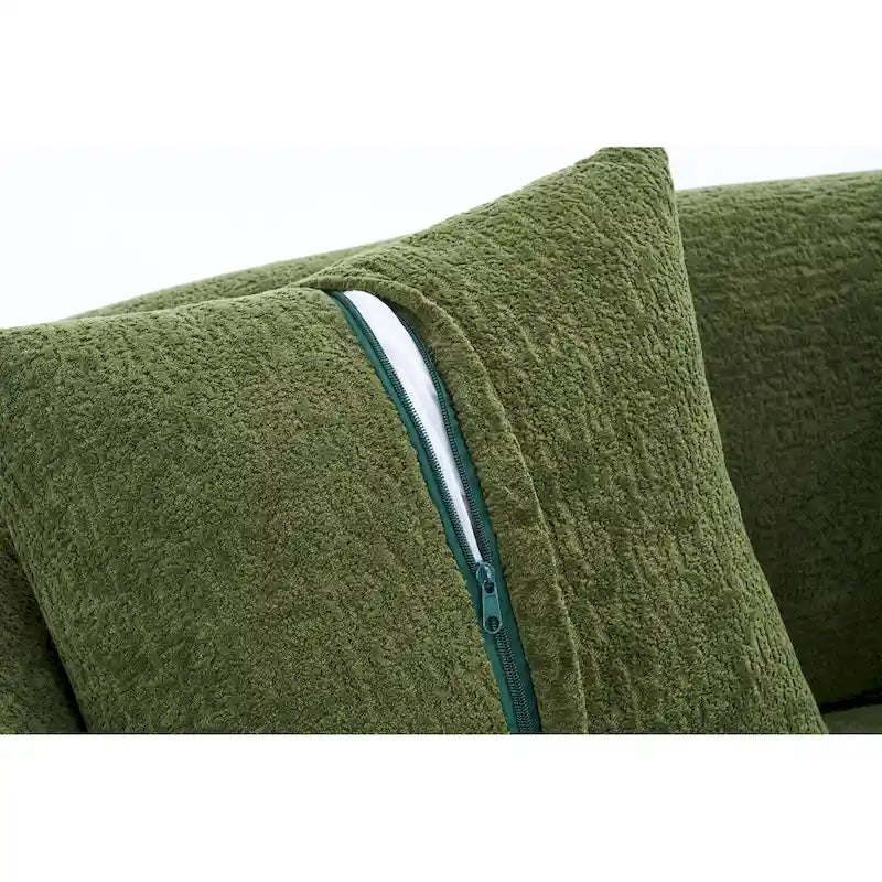 Chenille L-Shaped 3-Seater Sofa with Chaise Lounge & 4 Pillows | Multi-Color