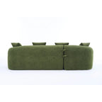 Chenille L-Shaped 3-Seater Sofa with Chaise Lounge & 4 Pillows | Multi-Color