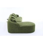 Chenille L-Shaped 3-Seater Sofa with Chaise Lounge & 4 Pillows | Multi-Color