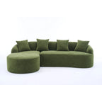 Chenille L-Shaped 3-Seater Sofa with Chaise Lounge & 4 Pillows | Multi-Color