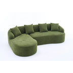 Chenille L-Shaped 3-Seater Sofa with Chaise Lounge & 4 Pillows | Multi-Color