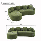 Chenille L-Shaped 3-Seater Sofa with Chaise Lounge & 4 Pillows | Multi-Color
