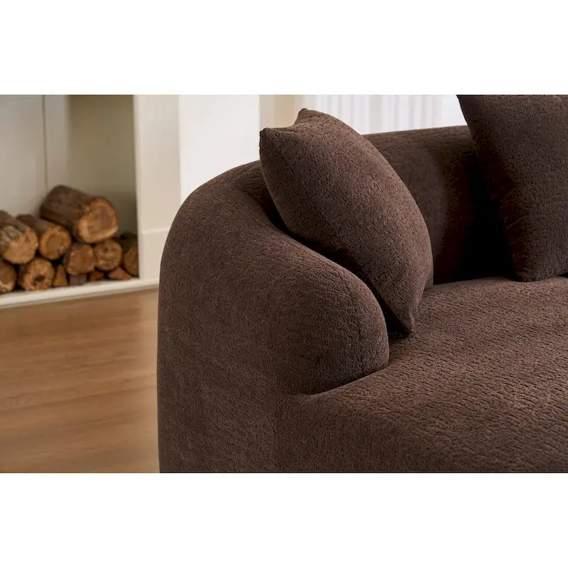 Chenille L-Shaped 3-Seater Sofa with Chaise Lounge & 4 Pillows | Multi-Color
