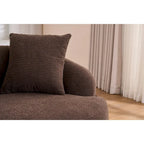 Chenille L-Shaped 3-Seater Sofa with Chaise Lounge & 4 Pillows | Multi-Color