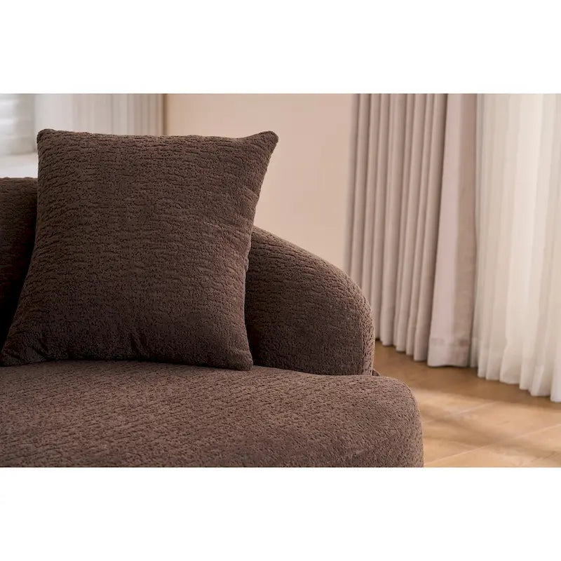 Chenille L-Shaped 3-Seater Sofa with Chaise Lounge & 4 Pillows | Multi-Color