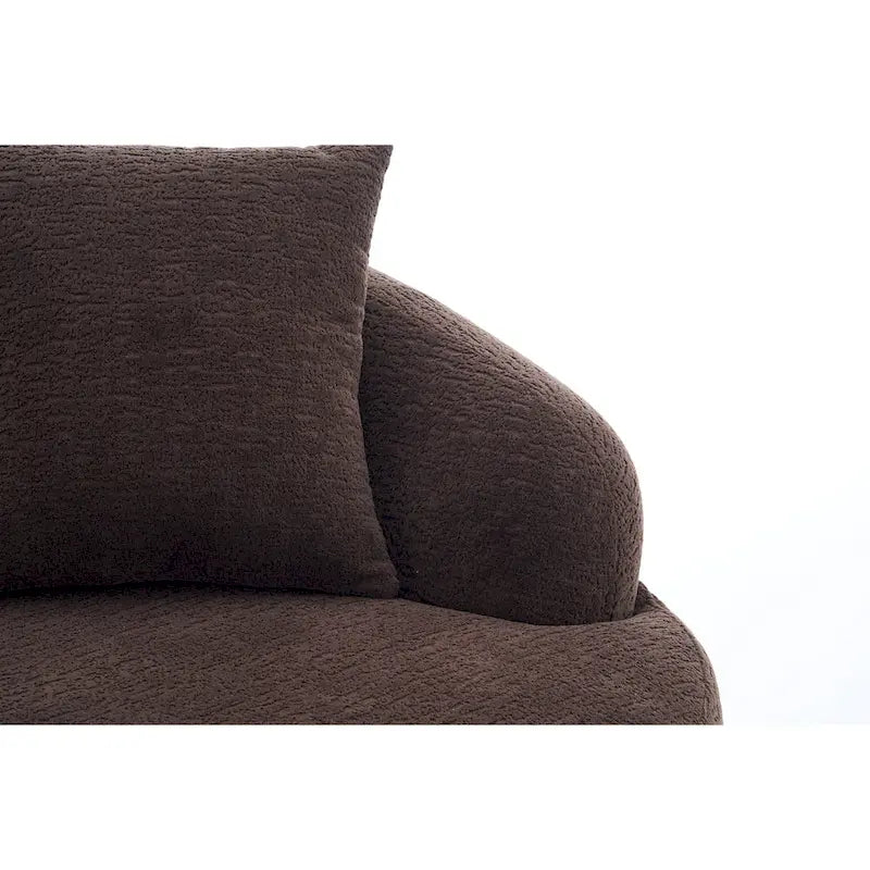 Chenille L-Shaped 3-Seater Sofa with Chaise Lounge & 4 Pillows | Multi-Color