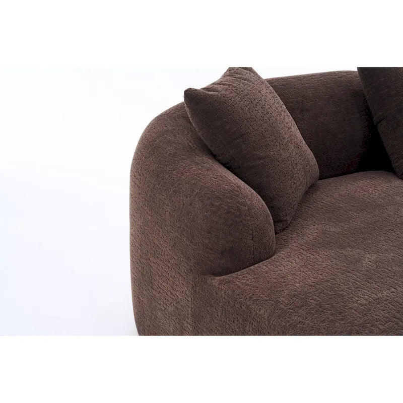 Chenille L-Shaped 3-Seater Sofa with Chaise Lounge & 4 Pillows | Multi-Color