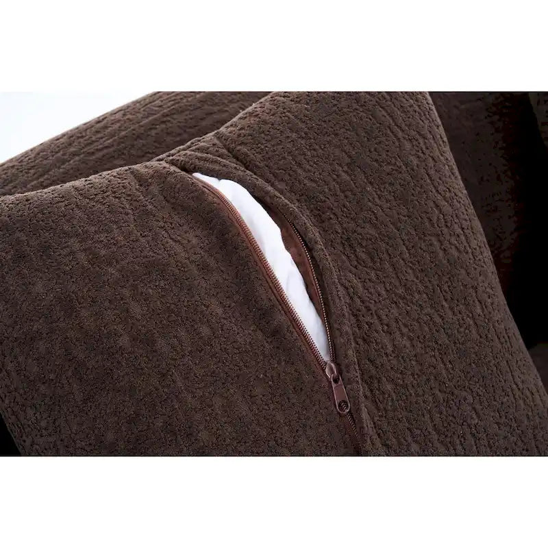 Chenille L-Shaped 3-Seater Sofa with Chaise Lounge & 4 Pillows | Multi-Color
