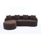 Chenille L-Shaped 3-Seater Sofa with Chaise Lounge & 4 Pillows | Multi-Color
