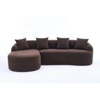 Chenille L-Shaped 3-Seater Sofa with Chaise Lounge & 4 Pillows | Multi-Color