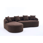 Chenille L-Shaped 3-Seater Sofa with Chaise Lounge & 4 Pillows | Multi-Color