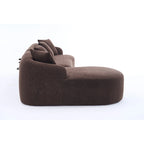 Chenille L-Shaped 3-Seater Sofa with Chaise Lounge & 4 Pillows | Multi-Color