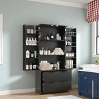 Black/White Farmhouse Style Freestanding Storage Cabinet with 2 Drawers, 8-Door Rack & 3 Shelves, for 1