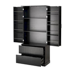 Black/White Farmhouse Style Freestanding Storage Cabinet with 2 Drawers, 8-Door Rack & 3 Shelves, for 1