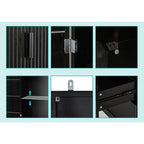 Black/White Farmhouse Style Freestanding Storage Cabinet with 2 Drawers, 8-Door Rack & 3 Shelves, for 1