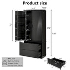 Black/White Farmhouse Style Freestanding Storage Cabinet with 2 Drawers, 8-Door Rack & 3 Shelves, for 1