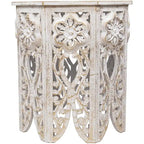 Antique White & Brushed Gold Octagonal Side Table, Single