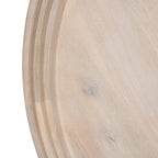 Washed White & Black Round Coffee Table, Mango Wood, 30" Dia x 15" H