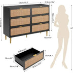 White Rattan 6-Drawer Dresser, Single