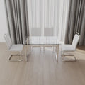 White/Black/Gray Square Glass Top 5-Piece Dining Set, Seats 4