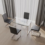 White/Black/Gray Square Glass Top 5-Piece Dining Set, Seats 4