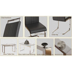 White/Black/Gray Square Glass Top 5-Piece Dining Set, Seats 4