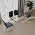 White/Black/Gray Square Glass Top 5-Piece Dining Set, Seats 4