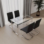 White/Black/Gray Square Glass Top 5-Piece Dining Set, Seats 4