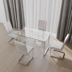 White/Black/Gray Square Glass Top 5-Piece Dining Set, Seats 4