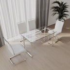 White/Black/Gray Square Glass Top 5-Piece Dining Set, Seats 4