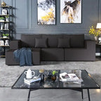 Corduroy L-Shaped Modular Sectional Sofa with Chaise, 4-Seat, Dark Grey / Green / Reddish Brown / Beige