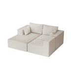 Corduroy L-Shaped Modular Sectional Sofa with Chaise, 4-Seat, Dark Grey / Green / Reddish Brown / Beige