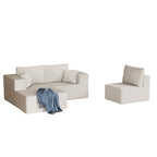 Corduroy L-Shaped Modular Sectional Sofa with Chaise, 4-Seat, Dark Grey / Green / Reddish Brown / Beige
