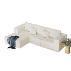 Corduroy L-Shaped Modular Sectional Sofa with Chaise, 4-Seat, Dark Grey / Green / Reddish Brown / Beige