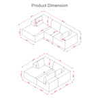 Corduroy L-Shaped Modular Sectional Sofa with Chaise, 4-Seat, Dark Grey / Green / Reddish Brown / Beige