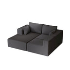 Corduroy L-Shaped Modular Sectional Sofa with Chaise, 4-Seat, Dark Grey / Green / Reddish Brown / Beige