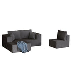 Corduroy L-Shaped Modular Sectional Sofa with Chaise, 4-Seat, Dark Grey / Green / Reddish Brown / Beige