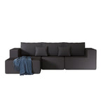 Corduroy L-Shaped Modular Sectional Sofa with Chaise, 4-Seat, Dark Grey / Green / Reddish Brown / Beige