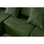 Corduroy L-Shaped Modular Sectional Sofa with Chaise, 4-Seat, Dark Grey / Green / Reddish Brown / Beige