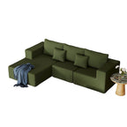 Corduroy L-Shaped Modular Sectional Sofa with Chaise, 4-Seat, Dark Grey / Green / Reddish Brown / Beige